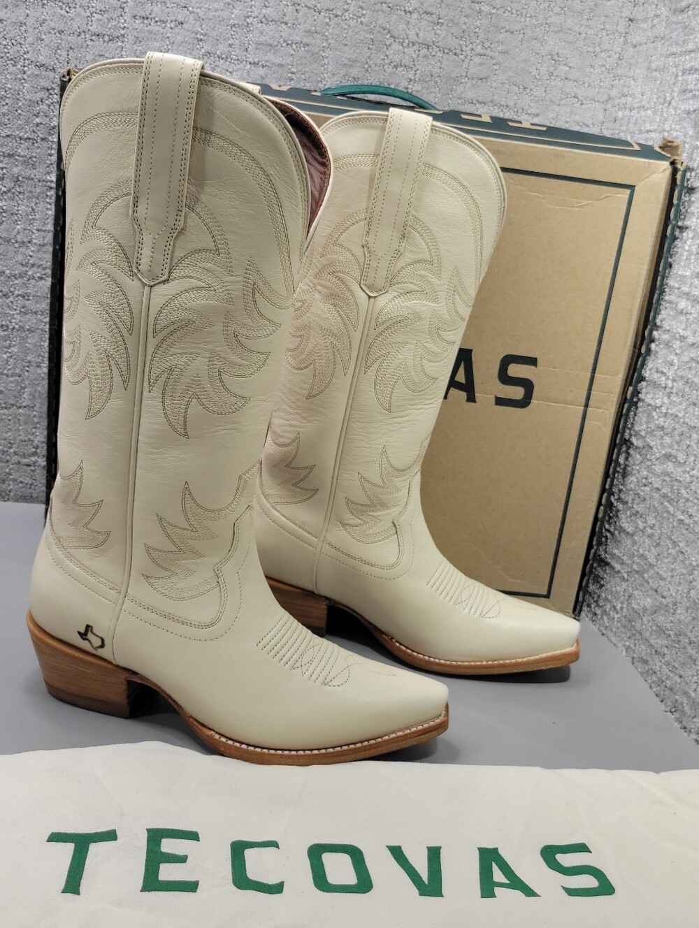 Tecovas The Annie Women's Size US 7B Bone Cowhide Leather Cowgirl 14" Boots